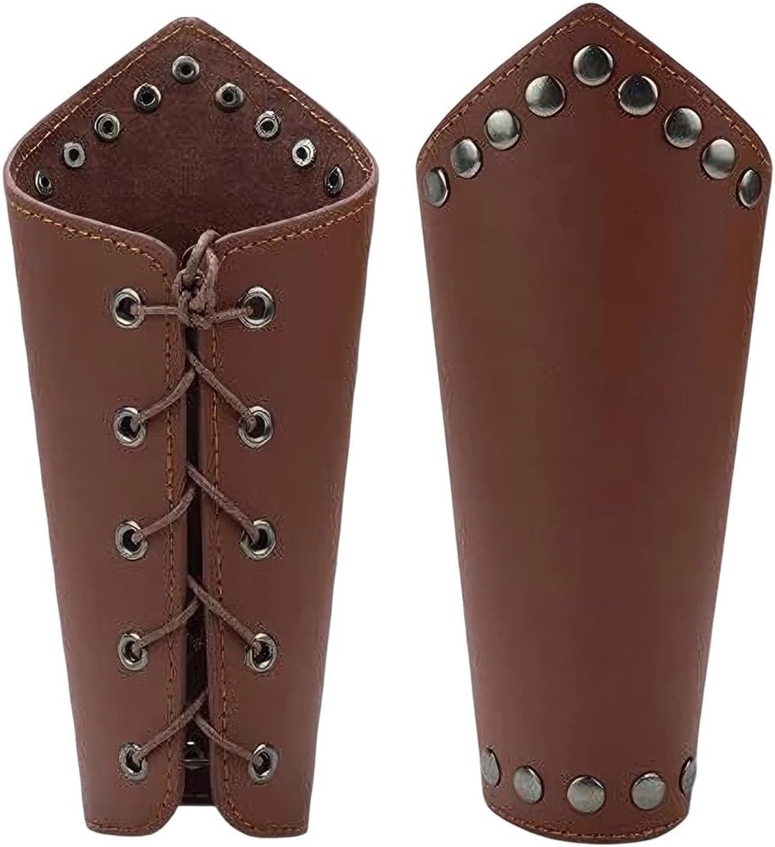2 stuks middeleeuwse PU-lederen armbeschermers verstelbare Viking lederen bracers renaissance ridder armhandschoenen vintage polsarmbanden manchet polsband voor cosplay Halloween mannen