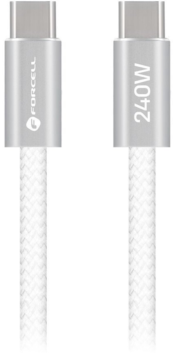 Forcell - USB-C naar USB-C kabel Flat - Snellader 240W - 1.2 m - Snel en Stabiel Opladen - Wit