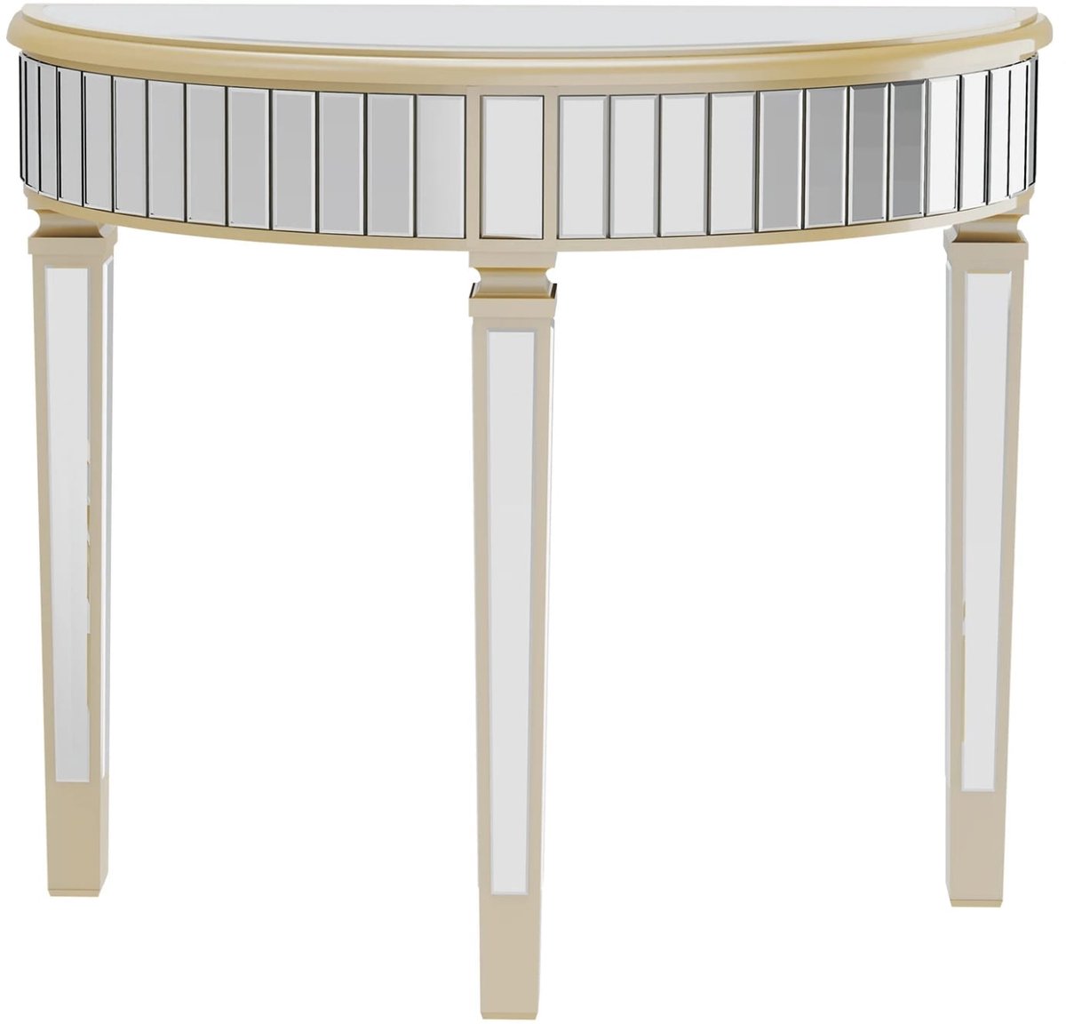 Klarven Bijzettafel Halfrond - Halfronde Bijzettafel - Bijzettafel Bank - Bijzettafel Rond - Spiegelrand, Extra Tafelblad Voor Bank Of Bed - Halfrond b89,9xh80,3cm Zilver