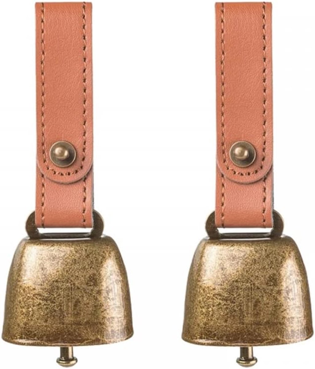 Dailygoods- Hondenhalsband Diefstalbescherming - 2 Stuks Klokken - Knoopband van Leer - Hoogwaardig Ijzer - Eenvoudig Ontwerp - Robuust en Duurzaam -