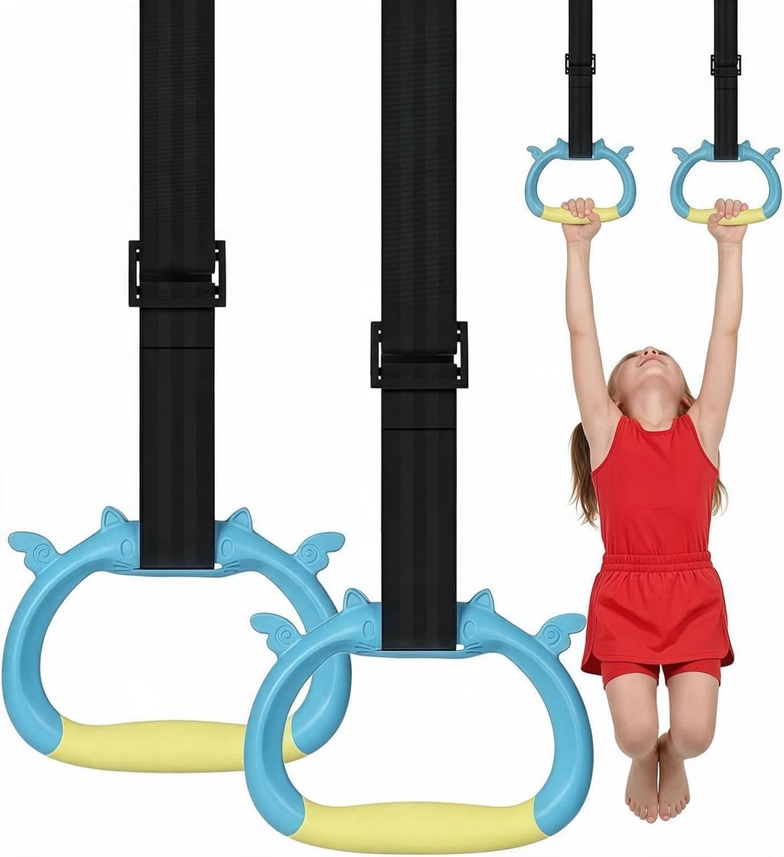 Ringenset voor kinderen, fitnessapparatuur voor thuis, verstelbare riem, krachttrainingsringen, trekringen voor fysieke training
