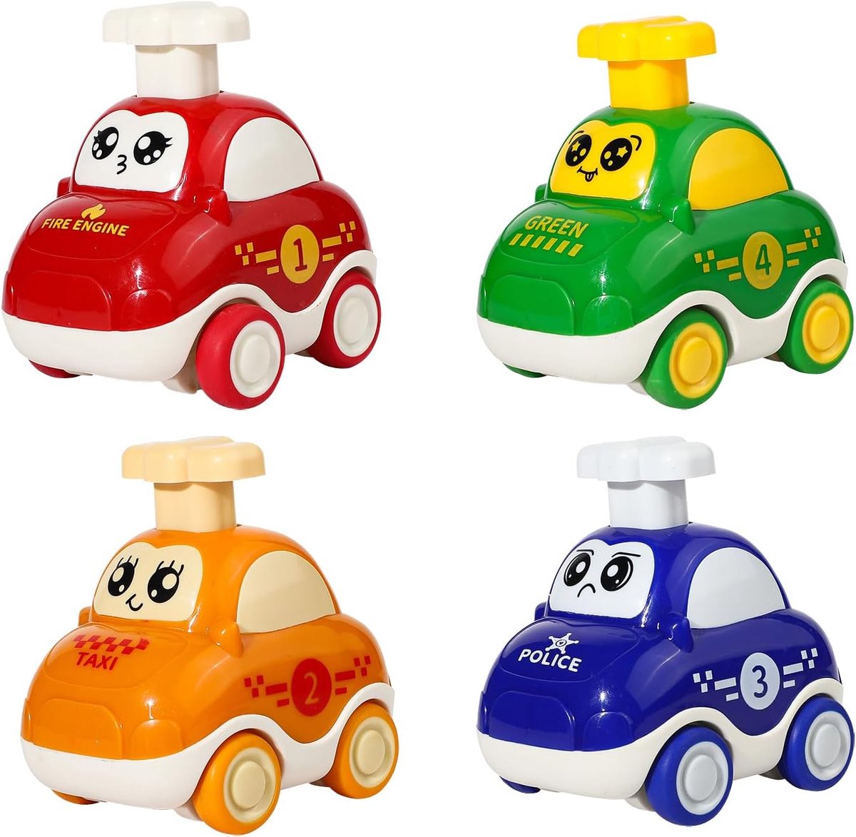 4 stuks baby optrekhuis baby auto speelgoed Press and Go speelgoedauto's auto speelgoed baby auto racewagen kinderspeelgoed cadeau voor kinderen jongens meisjes educatief speelgoed