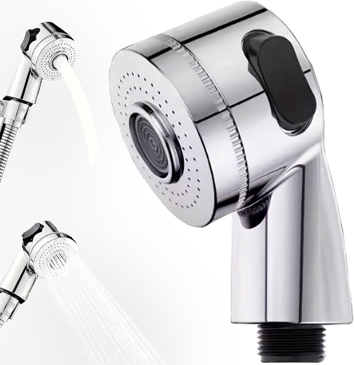 douchekop wastafel kapper, adapter accessoires handdouche schotel shampoo 2 modi, spray spuitmond stoel pedicure roestvrij staal, knop schakelaar aan de zijkant