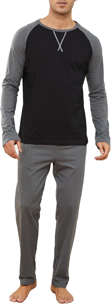 Pyjama Lang Kotoen, Winter Katoenen Tweedelige Pyjama Set Top & Bottom met Zakken en Zachte Riem Nachtkleding Pjs Sleepwear