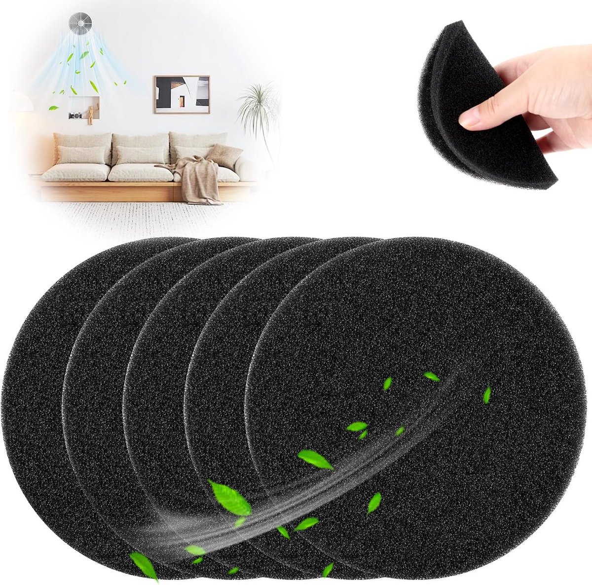 5 stuks luchtfilters voor Pluggit EV100/EV200/EV500/REV150/EVFGB filter ventilatiesysteem Ø 140 mm ventilatiefilter 70 PPI vervangingsfilter filterklasse G3 stofzuigerfilter rond voor