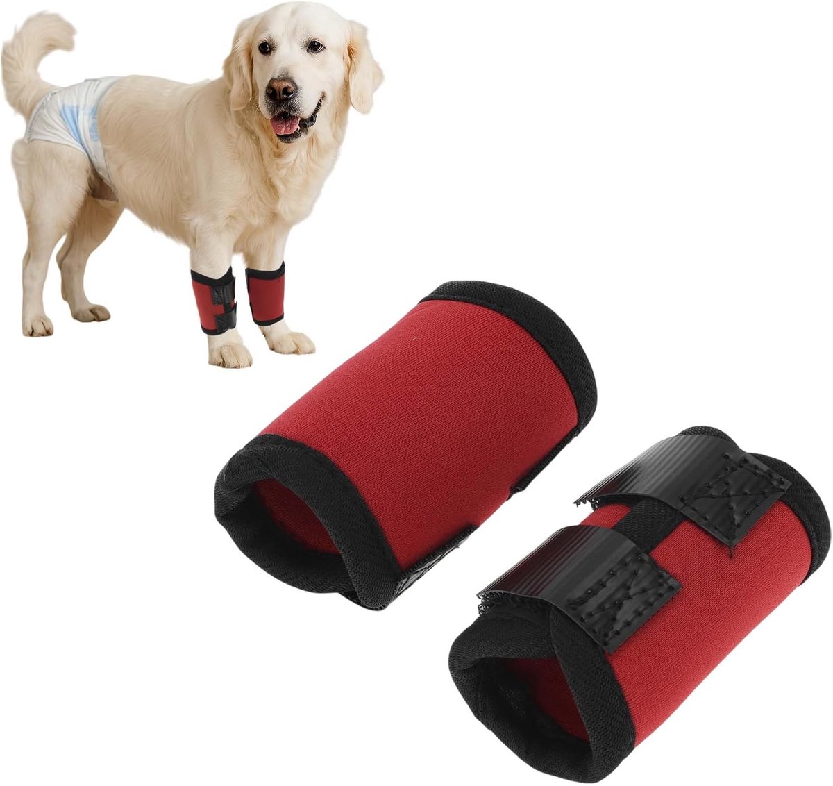 1 paar hond voorbeen gewrichtssteun enkel bandage huls, hond voorbeen spalk kniebescherming dier operatie schade bandage wikkels rood klein 11,9 cm x 6,5 cm