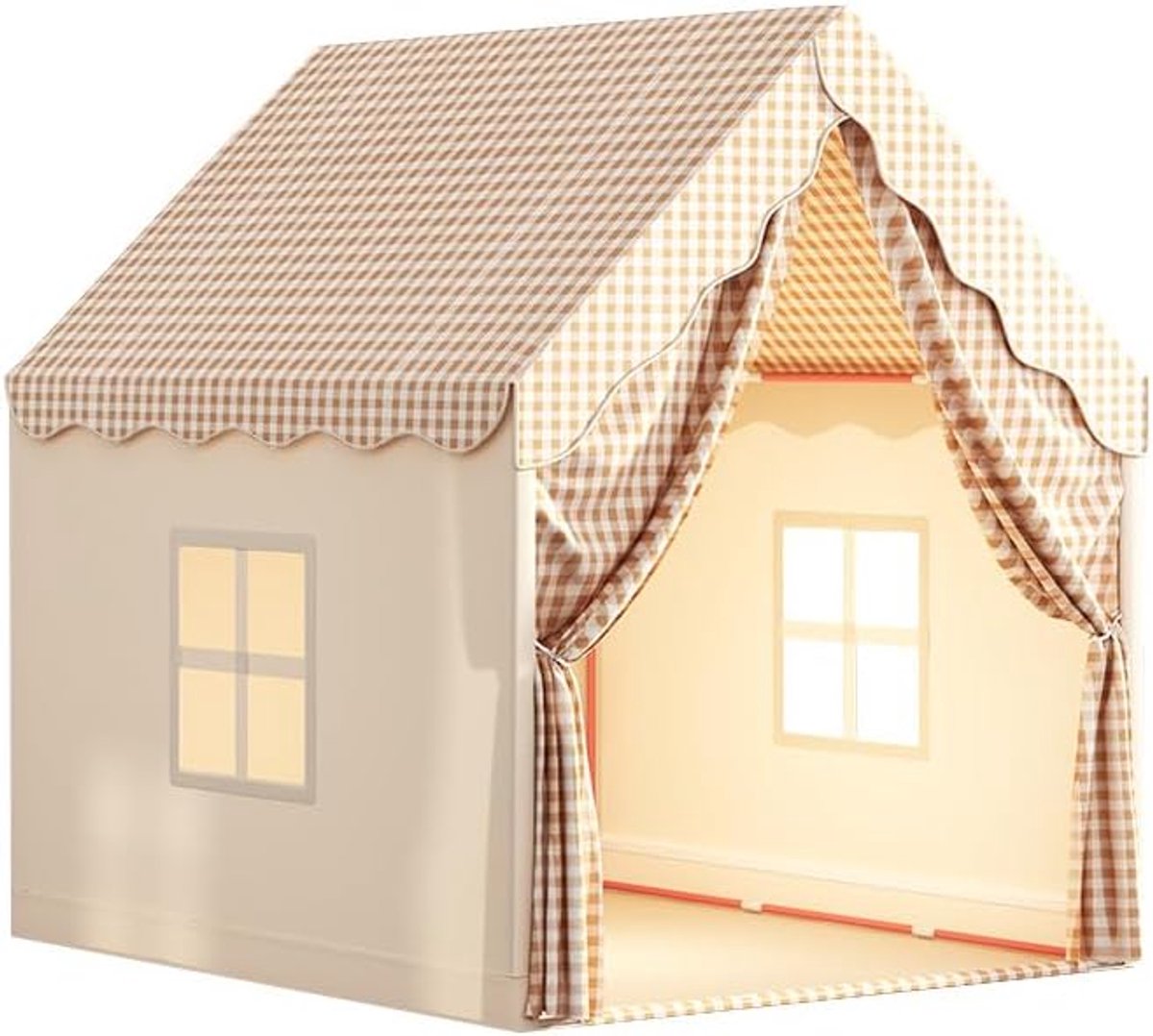 Speelhuis voor binnen, speeltent, prinsessentent, decoratie voor kinderkamer (105 x 120 x 128 cm, beige)