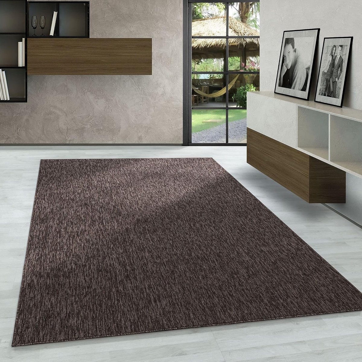 Vloerkleed, Kleur Bruin, Unicolor - Monochroom, 107416, Vloerkleed Rechthoekig, Vloerkleed woonkamer-eetkamer, 120 x 170 cm