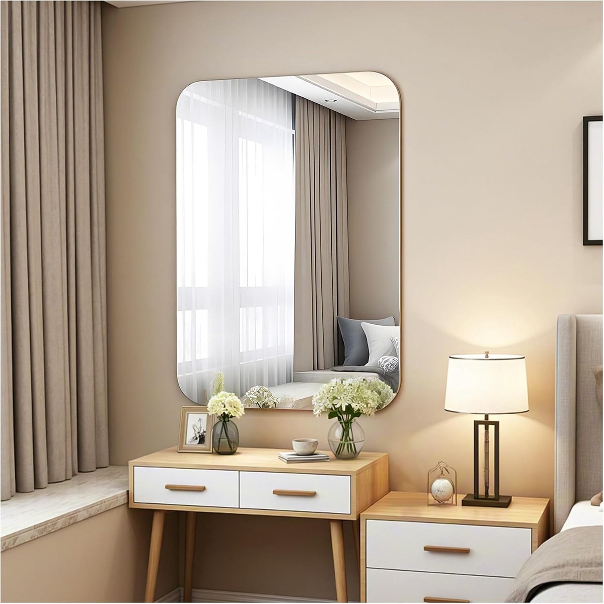 40 x 60 cm, frameloos, rechthoekige wandspiegel, badkamerspiegel, HD decoratieve spiegel van glas voor badkamer, kleedkamer, slaapkamer, woonkamer