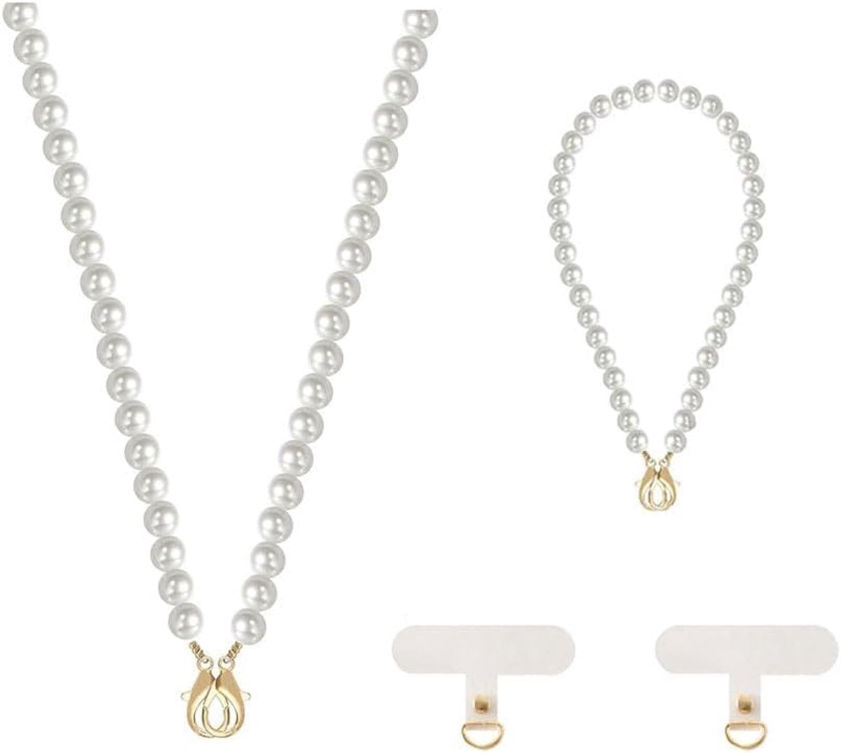 2 Stuks Telefoonkoord Set Parel Telefoonketting Telefoonhanger Kralen Telefoon Strap Polsband Crossbody Telefoonkoord Afneembare Telefoonaccessoires Voor Dames Meisjes