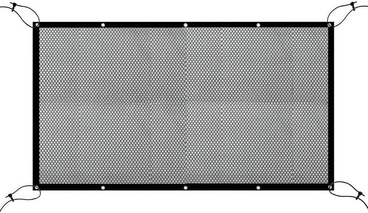 Hondennet voor auto, kofferbak, hondenrooster voor de achterbank, universeel veiligheidsnet voor honden, voertuig, huisdierbarrière, mesh scheidingsnet met haken voor SUV, auto's en combi, zwart
