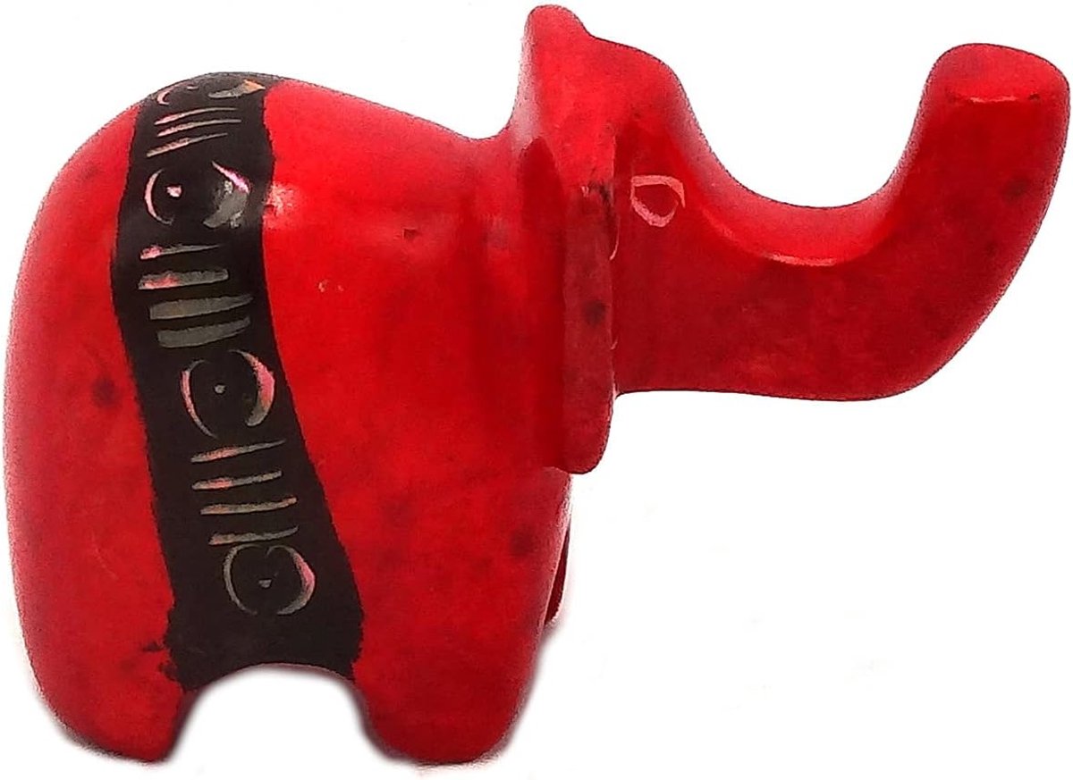 Olifant Rood met Zwarte Patronen | Beeldje Dierlijke Geschenken Ornament Ambachten Home Interieur Decoraties Kantoordecoraties