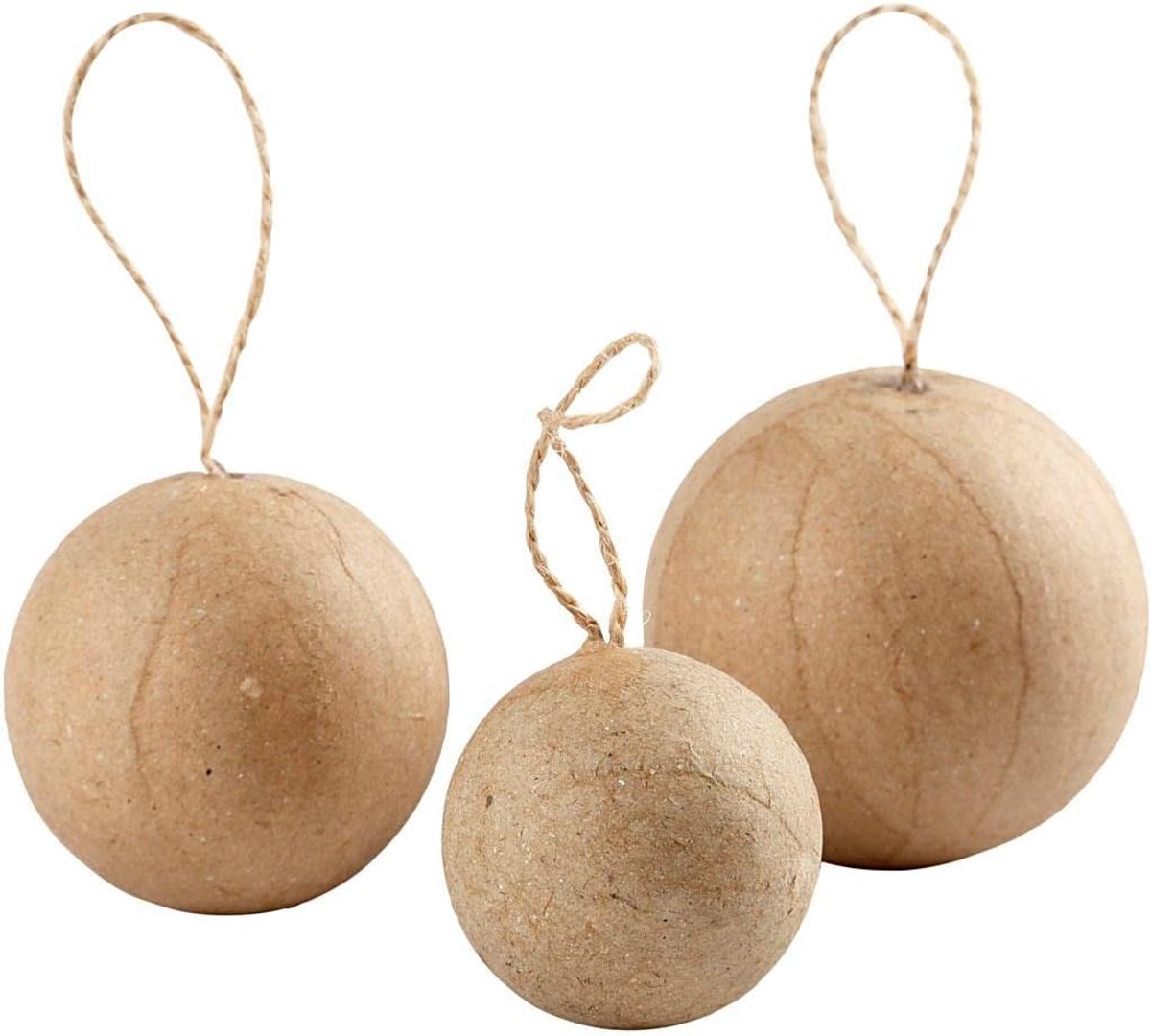 Kerstballen, 6 stuks, beige