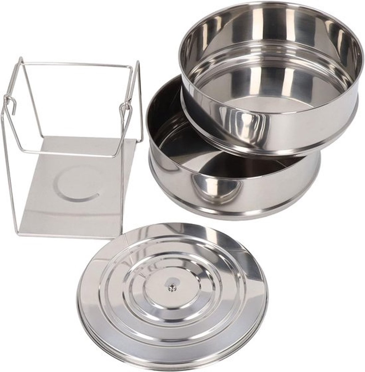 Stoompan Roestvrij Staal - Stoomkoker Steamer - Gezond Koken - Stapelbaar Twee Niveaus - 20 x 20 x 17 cm
