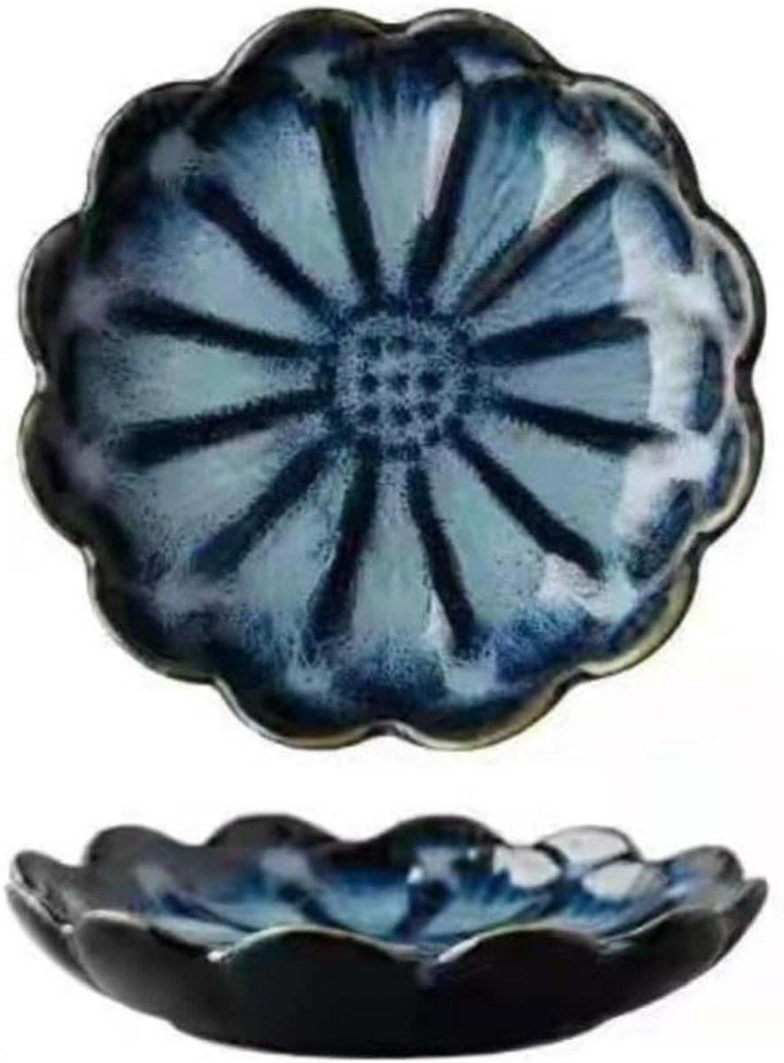 Set van 4 dipschalen van keramiek, diameter 11,3 cm, bloemenvorm, kruidenschalen, klein, snackschalen, sausschaaltjes, jamschaaltjes, voor dip, voorgerechten, sushi, tapas, soja, ketchup