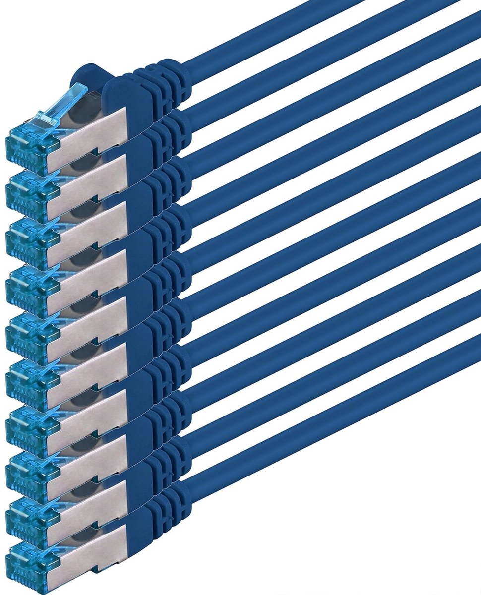 1aTTack.de CAT6 Gigabit LAN-netwerkkabel - 10x 1m 1000 Mbit/s - RJ45 blauw