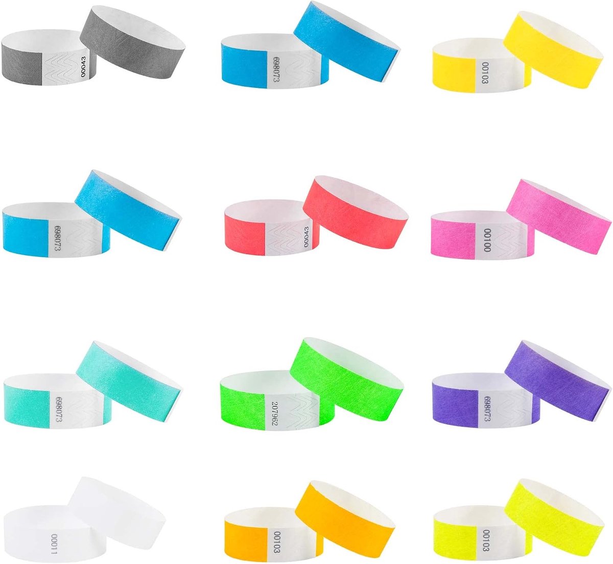 LIKED 120 stuks inlaatbanden voor evenementen, waterdichte papieren armbanden, feestbanden, controlebanden voor evenementen, festivals en concerten (12 kleuren)