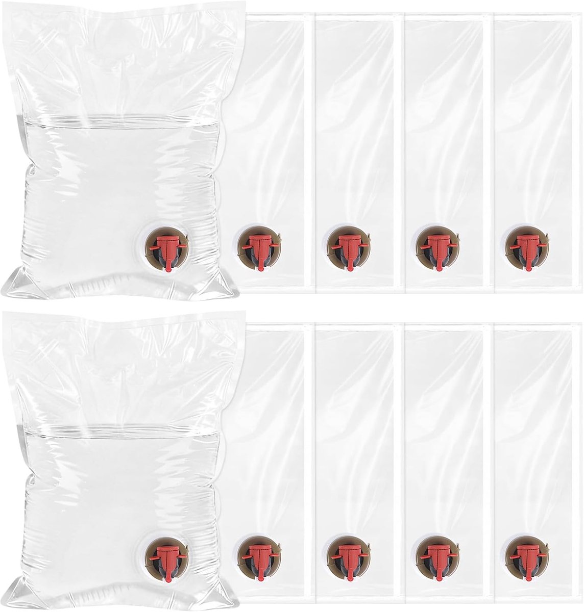 Bag in Box sapzak, 3/5 liter, met tapkraan, 10 stuks, opvouwbaar, voor camping, festival, kaas, koffie, yoghurt, vruchtensap, groentesap, appelsap, gin, wijn en andere vloeistoffen, transparant