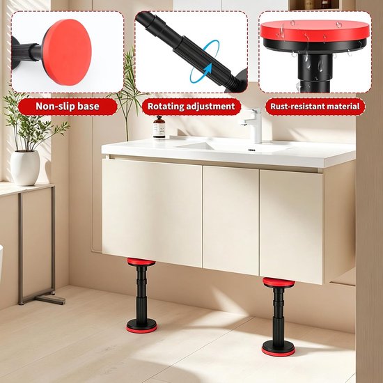 Telescopische Steunbalken Set van 2, Verstelbaar Ondersteuningssysteem 18-45 cm, Max. 200 kg, Ideaal voor Kasten, Banken en Wastafels — afbeelding 3