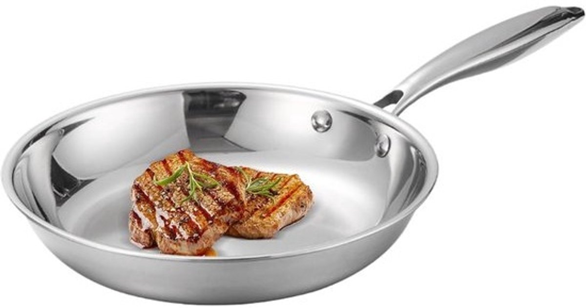 Roestvrijstalen Wokpan - Klassieke Koekenpan - Restaurant Bakken - Peltvast Oppervlak - 28 cm - Zilver
