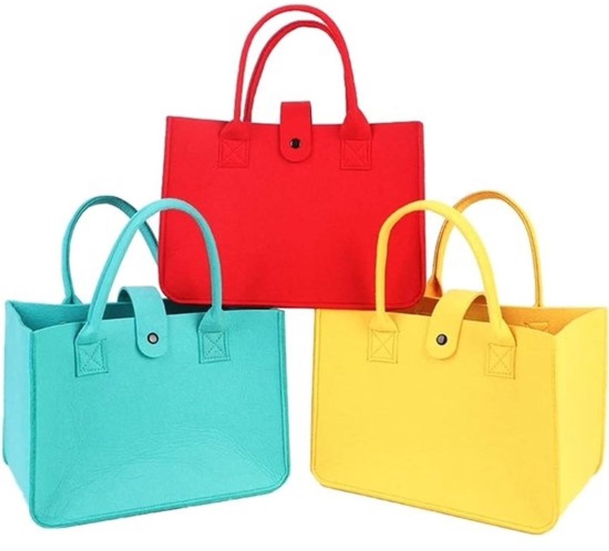 Vilten Boodschappentas - Opbergtas Organizer - Boodschappen Doen - Stevig Handvat Ontwerp - 4 Stuks - Kleurrijk