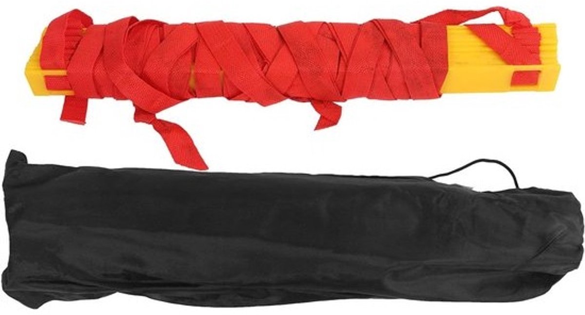 Snelheidsladder Training - Agility Ladder - Sportconditie Verbeteren - Milieuvriendelijk PP Kunststof - 14 Sporten - Rood Touw