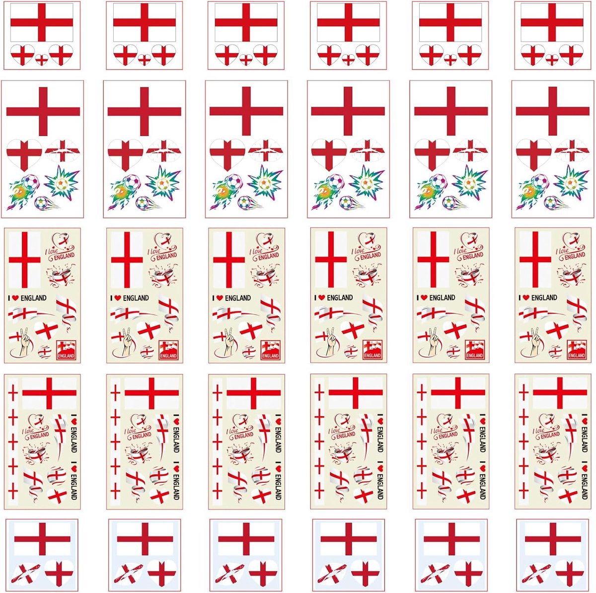 Tijdelijke Tatoeages van Engelse Vlag voor Internationale Wedstrijden 2024 EK Olympische Spelen Voetbal WK Gezichtsstickers Waterdichte Vlaggenstickers (Engeland)