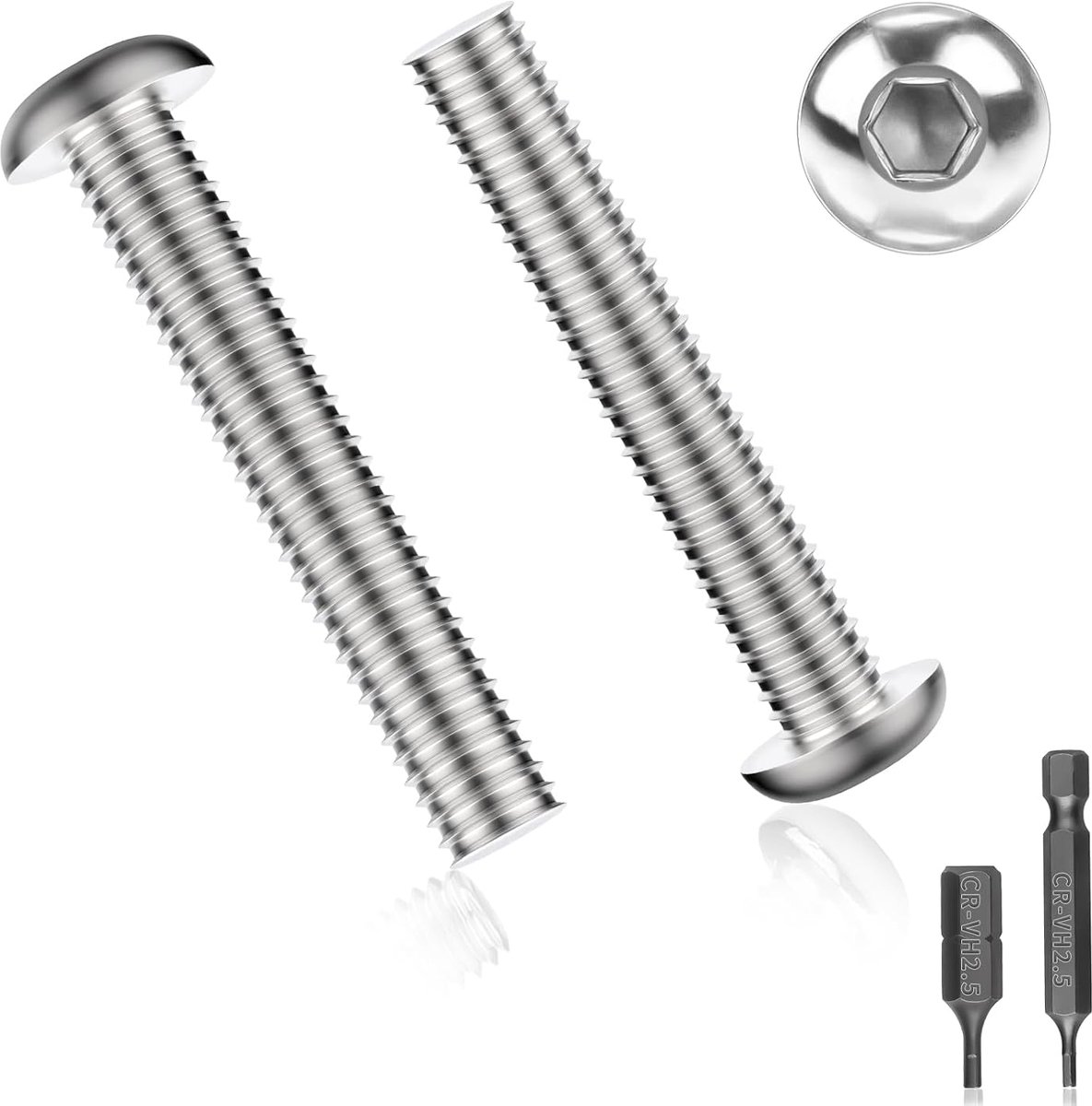 40 stuks platte kopschroeven binnenzeskant volledige schroefdraad M4 x 35