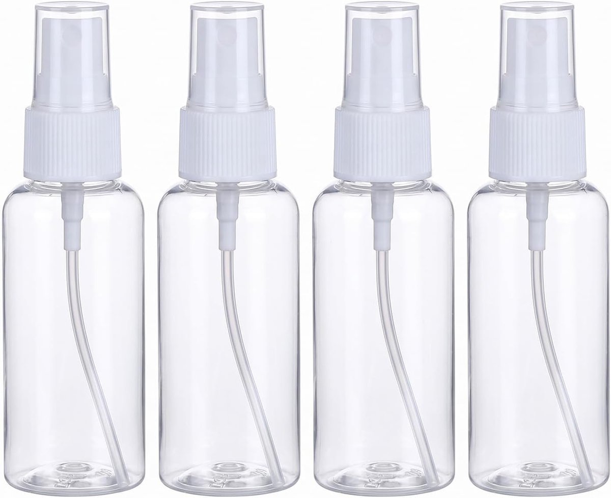 Set van 4 Herbruikbare Sprayflessen 50 ml - Transparante Plastic Flessen voor Parfum en Cosmetica, Ideaal voor Reizen en Thuisgebruik