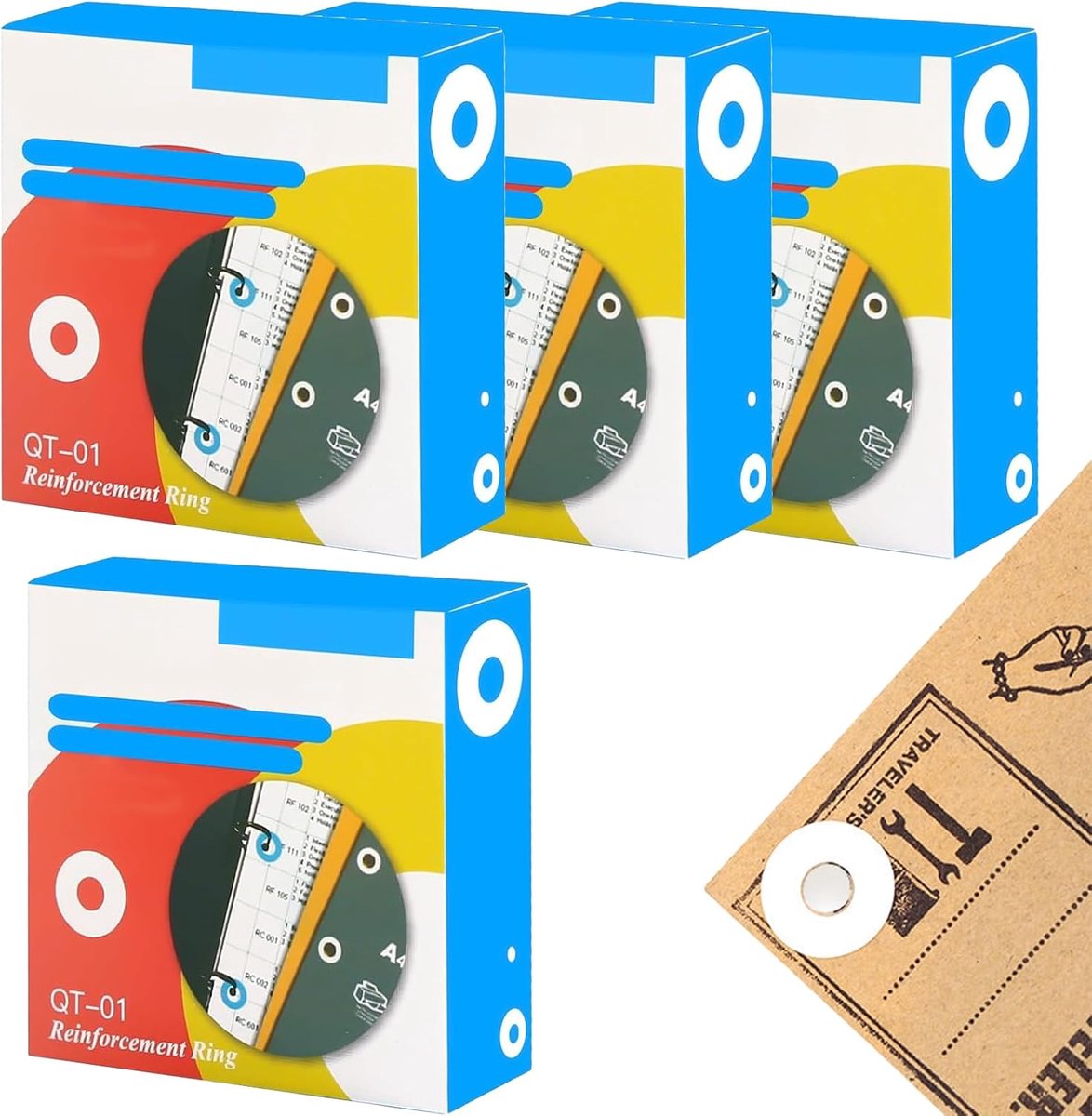 zelfklevend, gatversterker, ringgatversterker, perforatiebescherming van losbladig papier, ringbandversterker voor kantoor, school (wit, 15 mm buitendiameter, 6 mm binnendiameter)
