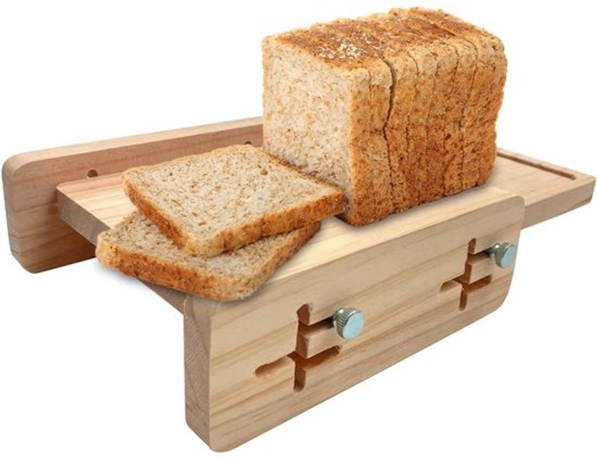 Brood Snijmachine - Brood Snijplank - Gelijkmatig Brood Snijden - Verstelbare Dikte - 27x18x6cm - Hout