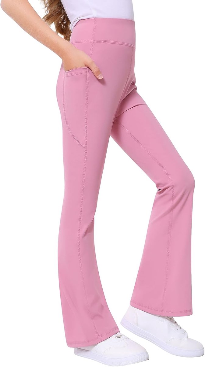 Sportlegging Voor Meisjes Uitlopende Legging Voor Meisjes Met 2 Zakken Voor Kinderen Elastische Uitlopende Legging Voor Joggen, Training, Yoga