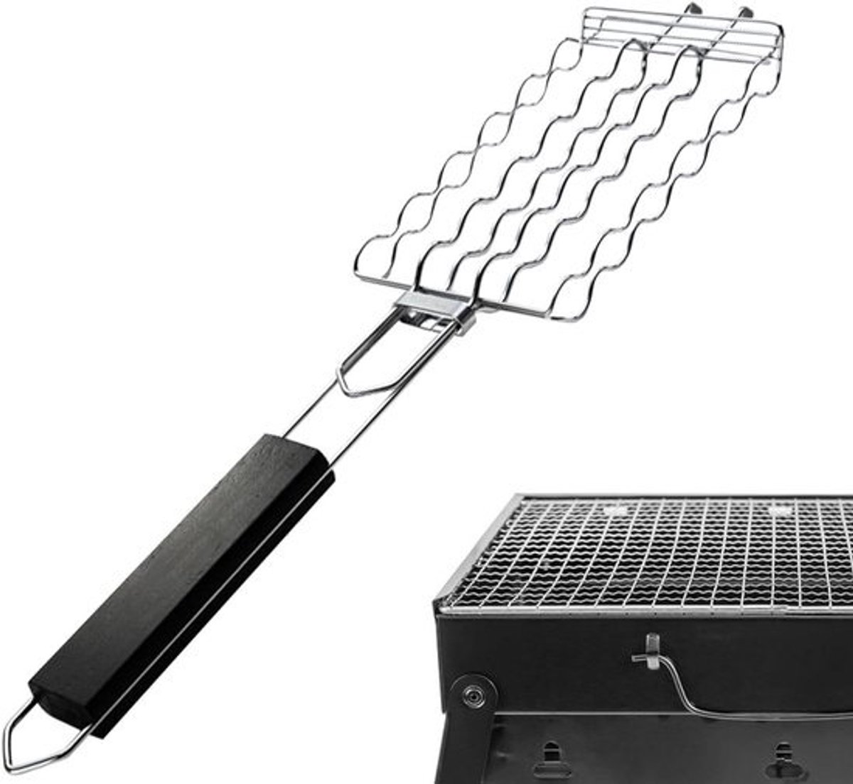 Grillmandje - Barbecue Mandje - Buiten Koken - RVS Plating - 25.5 x 12 x 3 cm - Zilver
