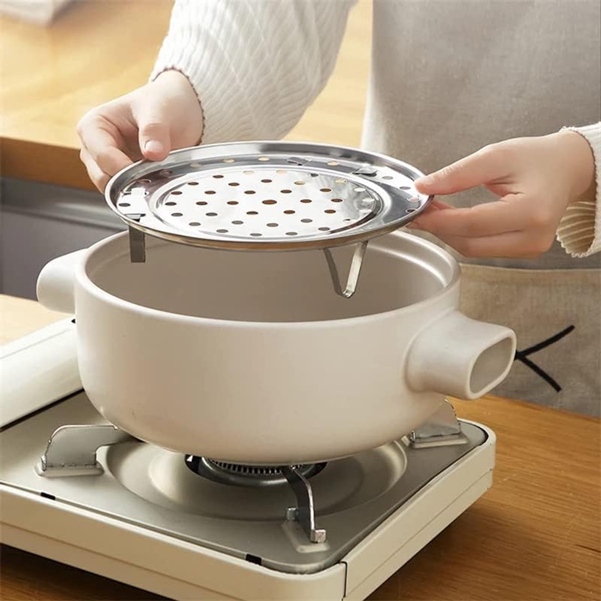 Rvs Steamer Rack Kookplaat voor Multifunctionele Stoommand Snelkookpan Canner Rack Verwijderbare Benen(S: 20cm in diameter)