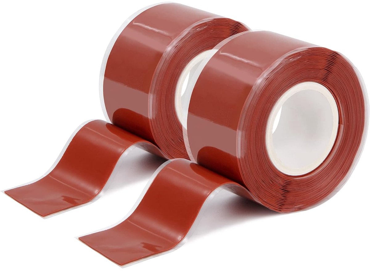 siliconen band, waterdichte siliconen tape, reparatieband, zelfklevende afdichtband, ideaal voor slangreparatie, kabelreparatie, buisreparatie, 2 rollen, 3 meter per rol, rood