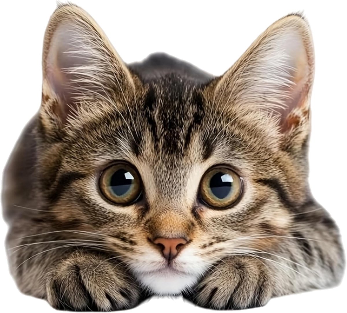 Schattige tabby kat vinyl autostickers - 5,5 inch glanzende autostickers voor auto's, motorfietsen, laptops, koffers, muren en koelkasten, krasbestendige autocarrosseriestickers, 2 stuks
