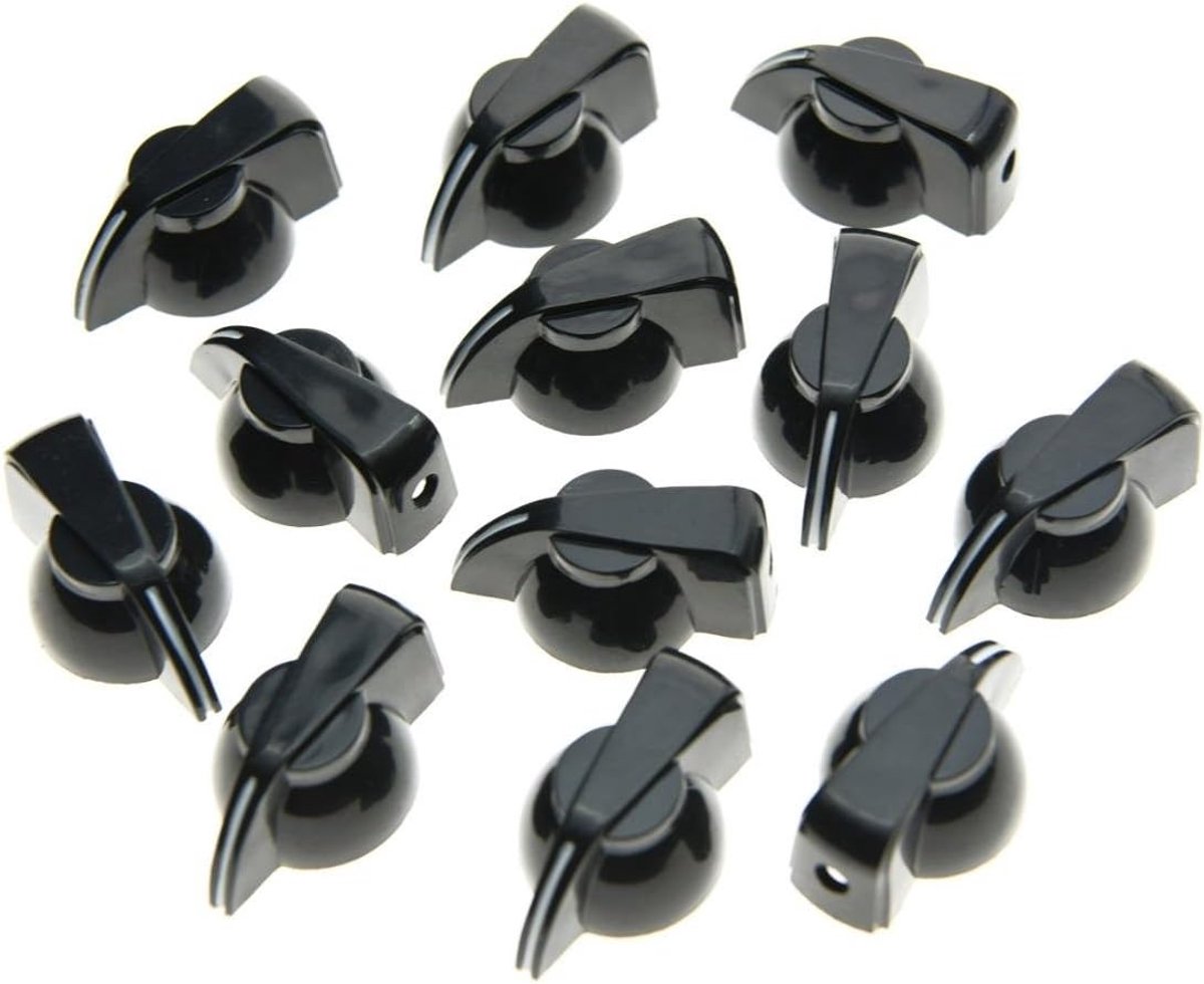 Pack van 12 Flat Top Gitaar Kip Hoofd Knop AMP Effect pointer Knop Zwart