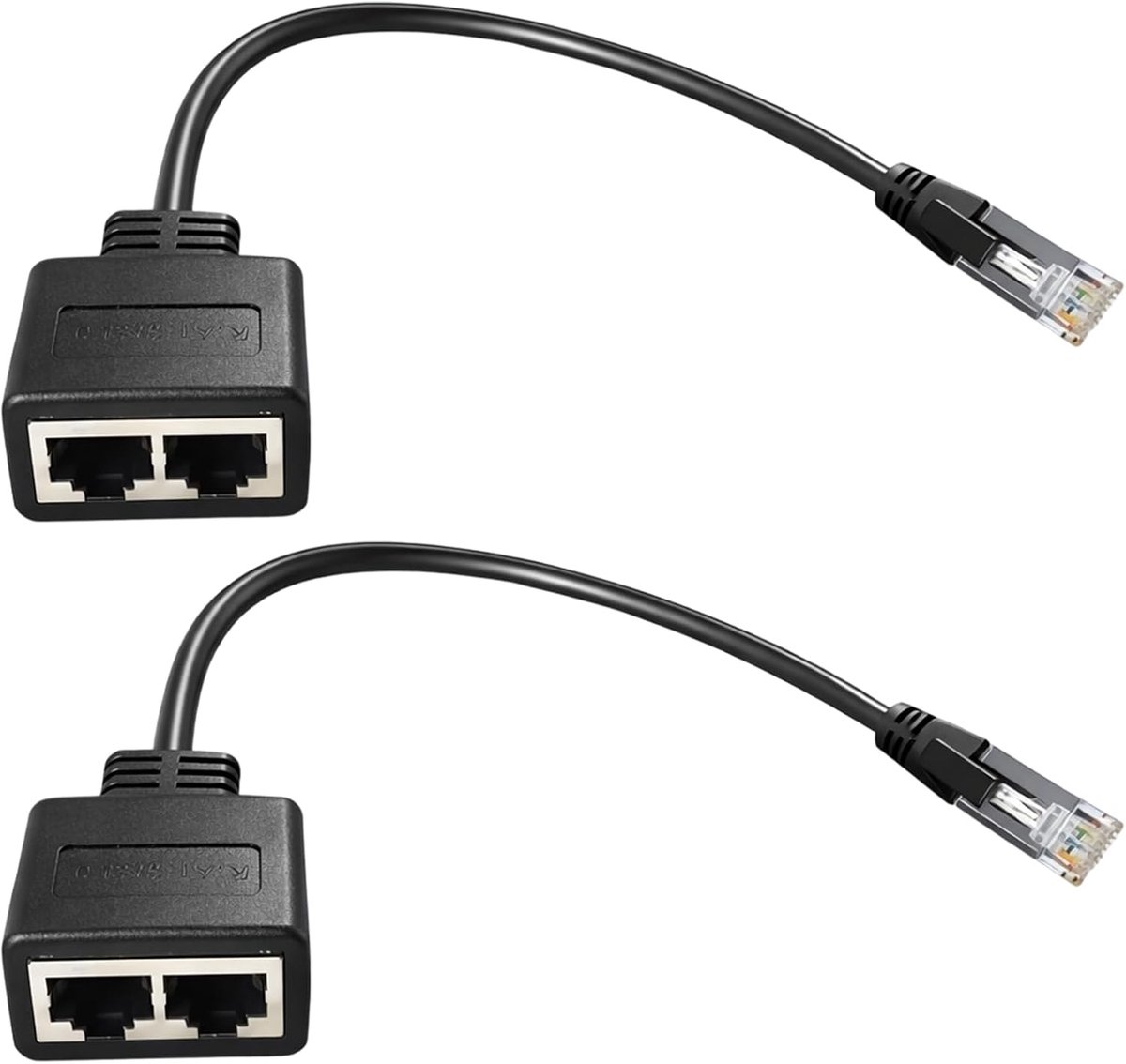 2 stuks LAN-splitter 1 naar 2, afgeschermde RJ45 ethernet adapter, vergulde contacten, voor cat5, cat5e, cat6, cat7, router, pc en tv-box