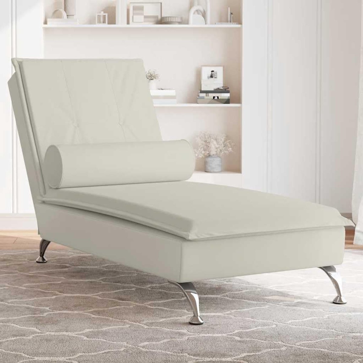 Chaiselongue fluwelen ligstoel met massagefunctie & nekrol crème