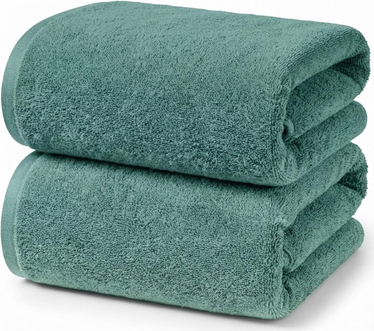 - Set van 2 douche- en badhanddoeken 70 x 140 cm - 100% puur katoen extra zacht - Handdoekencollectie - Let's Color! (Groen)