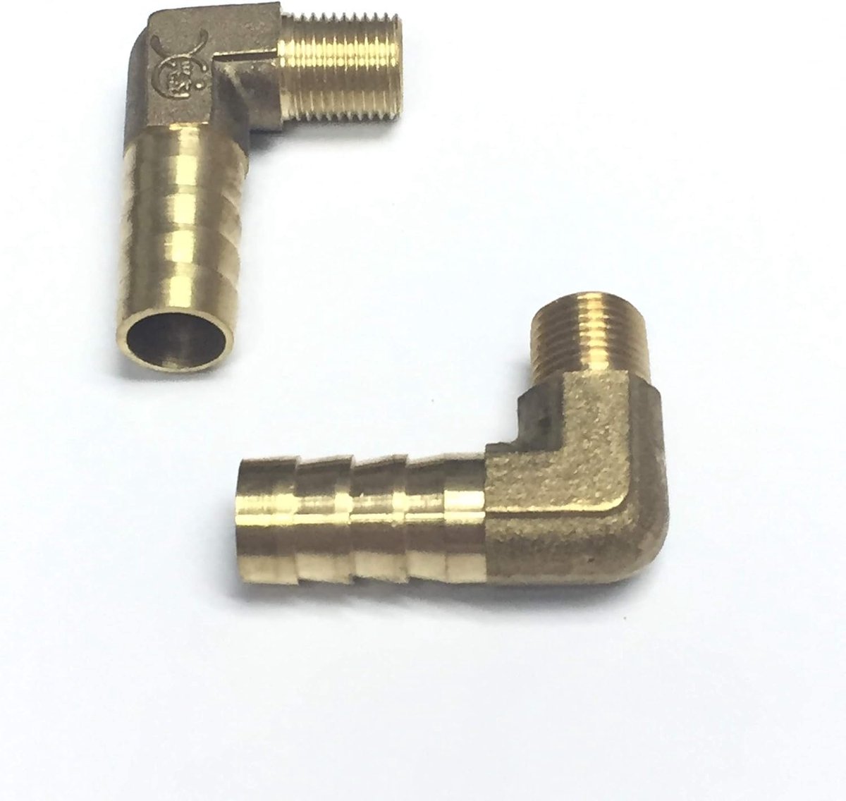 2pecs 90 Graden Elleboog 8mm tot 1/8 "BSP Draad Massief Messing Slang Staart Connector Prikkeldraad naar BSP Mannelijke Schroefdraad. Vijver/zwembad/slang pijp adapters