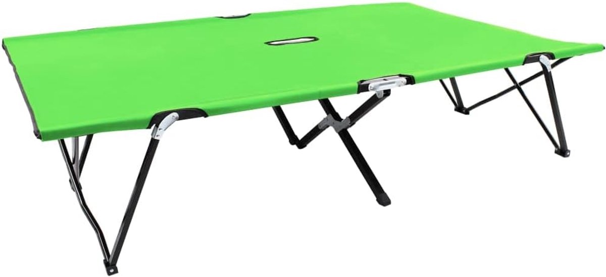 Dubbele ligstoel van staal in groen voor 2 personen met een draagkracht van 240 kg, opvouwbaar campingbed, waterdicht 600D polyesterweefsel, verhoogd ontwerp voor luchtcirculatie