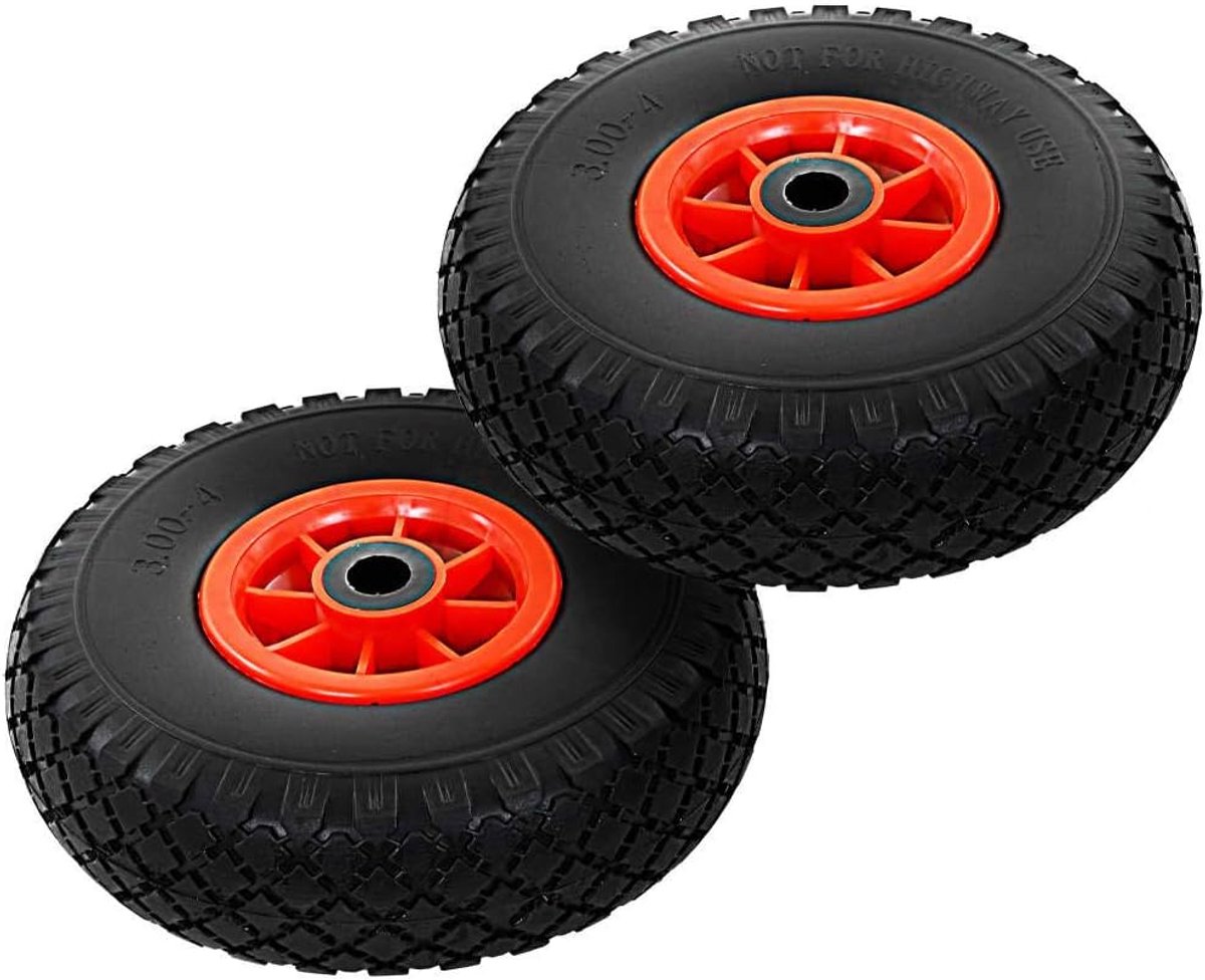 Steekwagenwiel, opblaasbaar, 2 stuks, PU, robuust, 3.00-4 (260 x 85 mm)