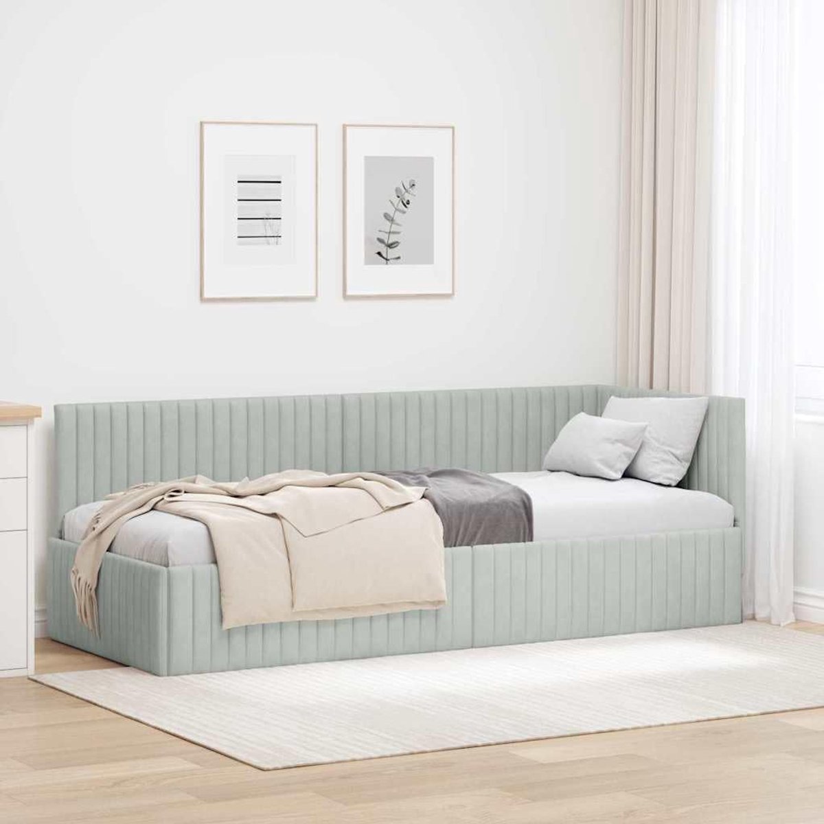 L vormig design Dagbed Lichtgrijs 80x200 cm
