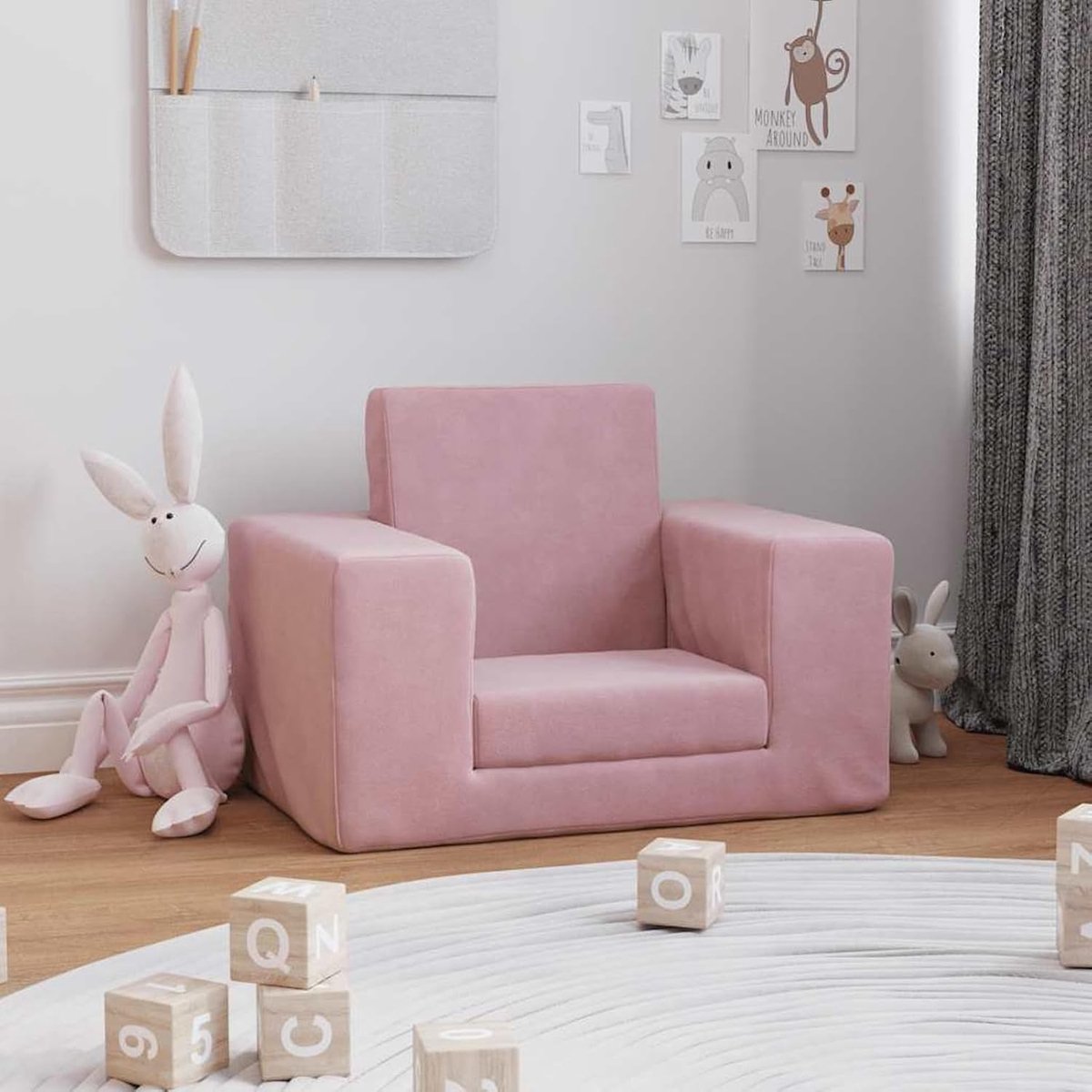 Slaapbank voor Kinderen Roze Zacht Pluche, Kindersofa Minisofa Leesbank voor Kinderkamer Speelkamer Gastenkamer Slaapgedeelte 4104789