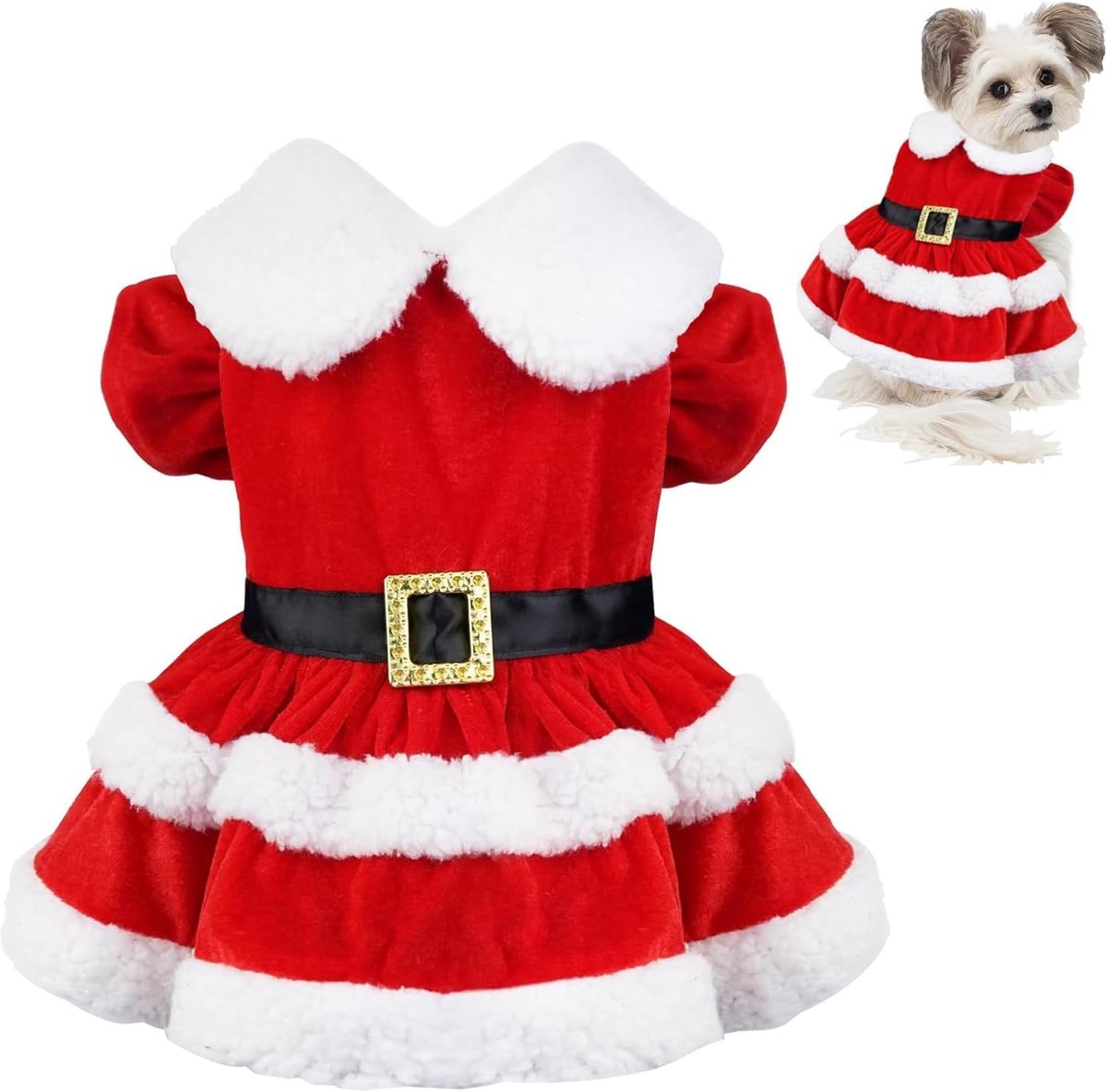 Kerstmis, hondenkerstkostuum, rood kerstkostuum hond, huisdier kerstkostuum maat L, kerstkleding hond, kerstoutfit hond voor kleine middelgrote honden