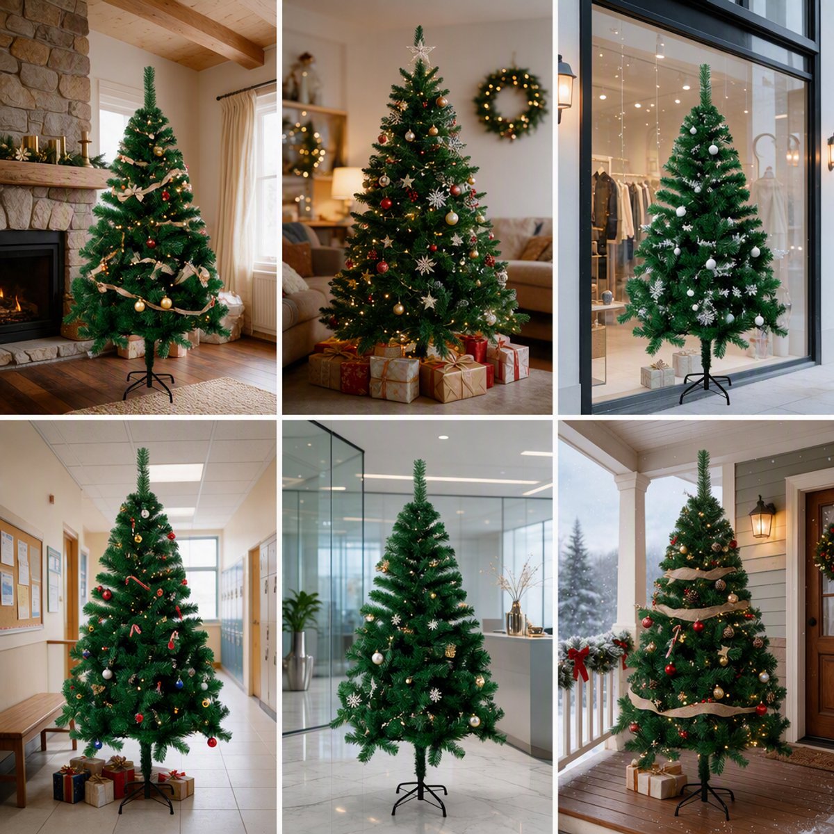 Arvioo Kunstkerstboom-180cm-Groen-PVC-Buigbare takken-IJzeren voet – foto 7