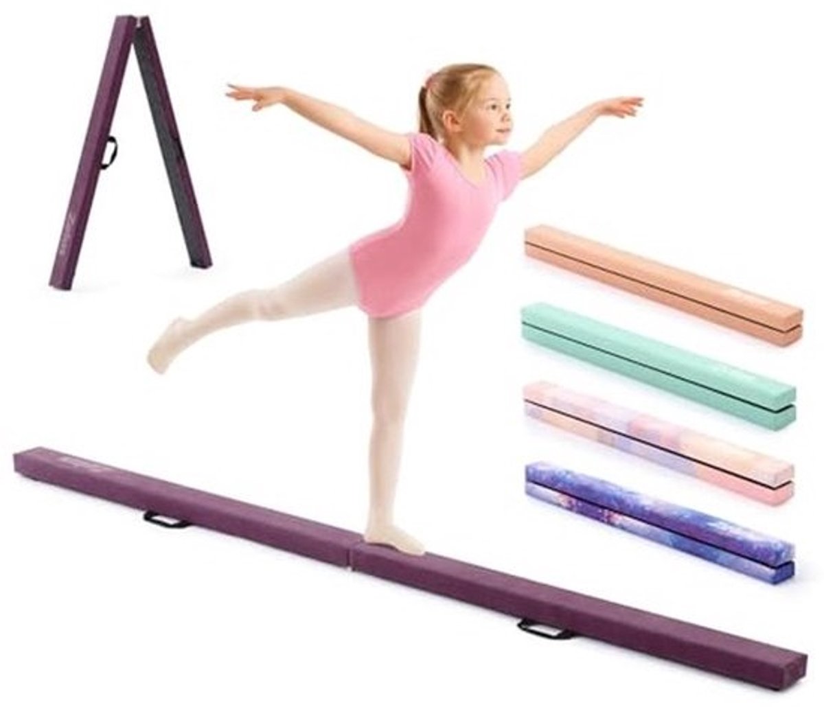 Opvouwbare Gymnastiekbalk 270cm voor Kinderen en Beginners - Antislip