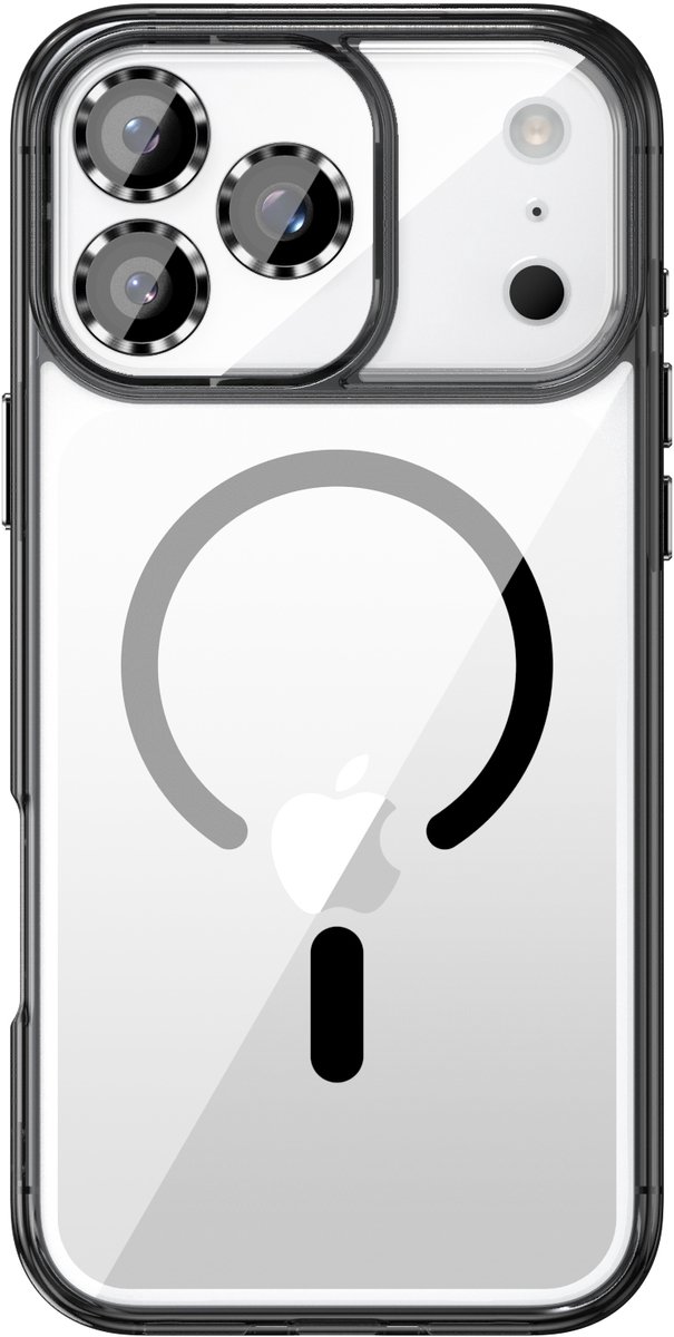 Valenta Doorzichtig Hoesje geschikt voor Apple iPhone 18 Pro | MagSafe Telefoonhoesje Hardcase | Trend Backcover | Geschikt voor Draadloos Opladen met Magnetische Ring | MagSafe Case – Zwart