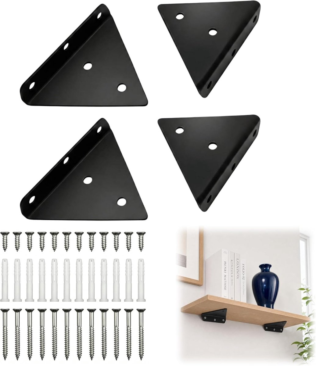 4 stuks plankhouders, driehoekige plankhouders, onzichtbaar, plankhouders van koudgewalst staal, 8 cm lange wandconsole, metalen hoekbeugels voor keuken, badkamer, slaapkamer en woonkamer